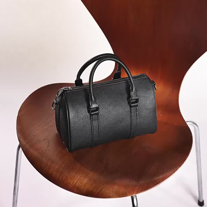 真牛皮波士顿包女保龄球通勤手提斜挎包diy手工材料包自制 - 皮件 - 其他材质 