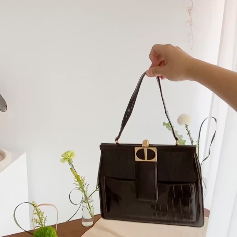 棕色鳄鱼皮手提包 - 手提包/手提袋 - 人造皮革 咖啡色