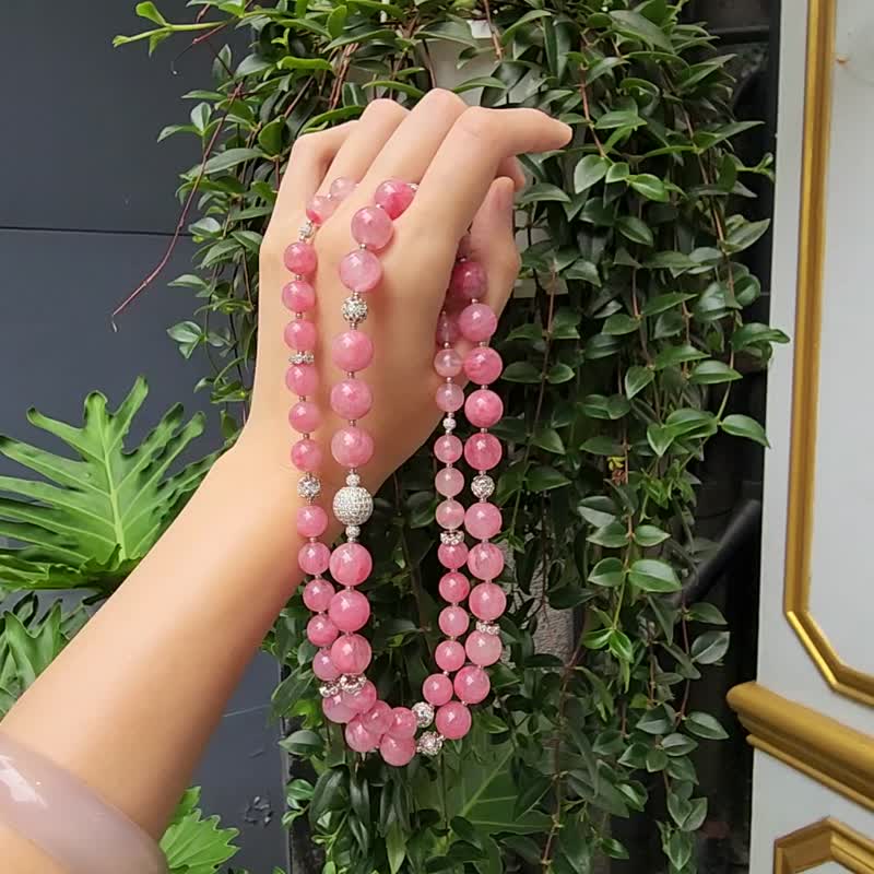 顶级冰种玫瑰石 玉化蔷薇辉石 樱花雨 原创 独家 项链 定制 礼物 - 项链 - 宝石 红色
