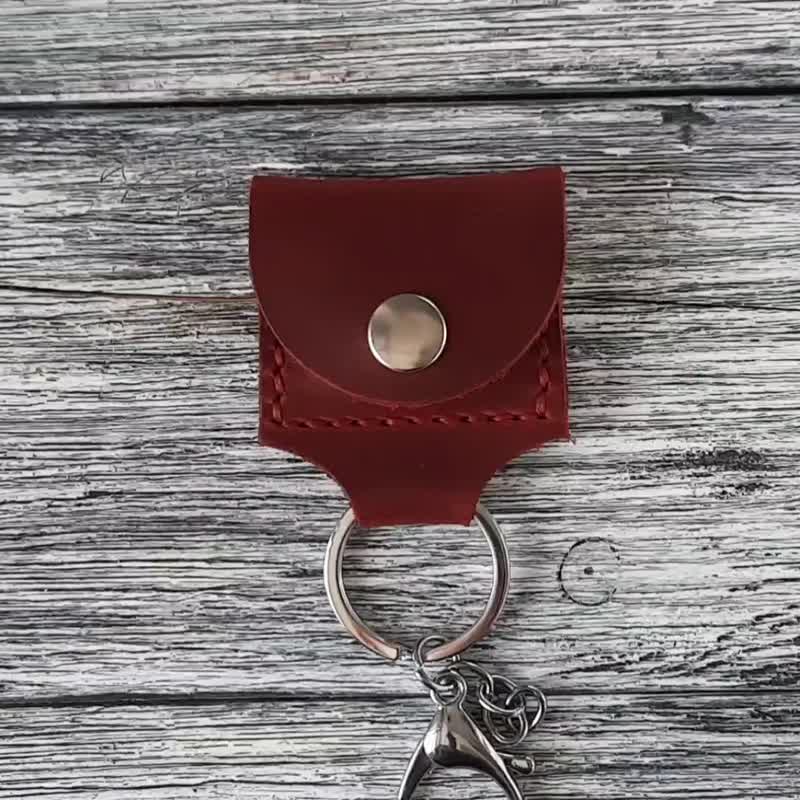 AirTag Leather Case | AirTag holder | AirTag Keychain | Coin holder keychain - 数码小物 - 真皮 红色