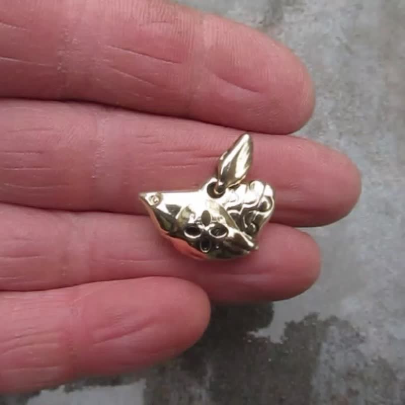 手工雀黄铜项链吊坠，杜鹃黄铜雀饰品，手工制作 - 项链 - 铜/黄铜 金色