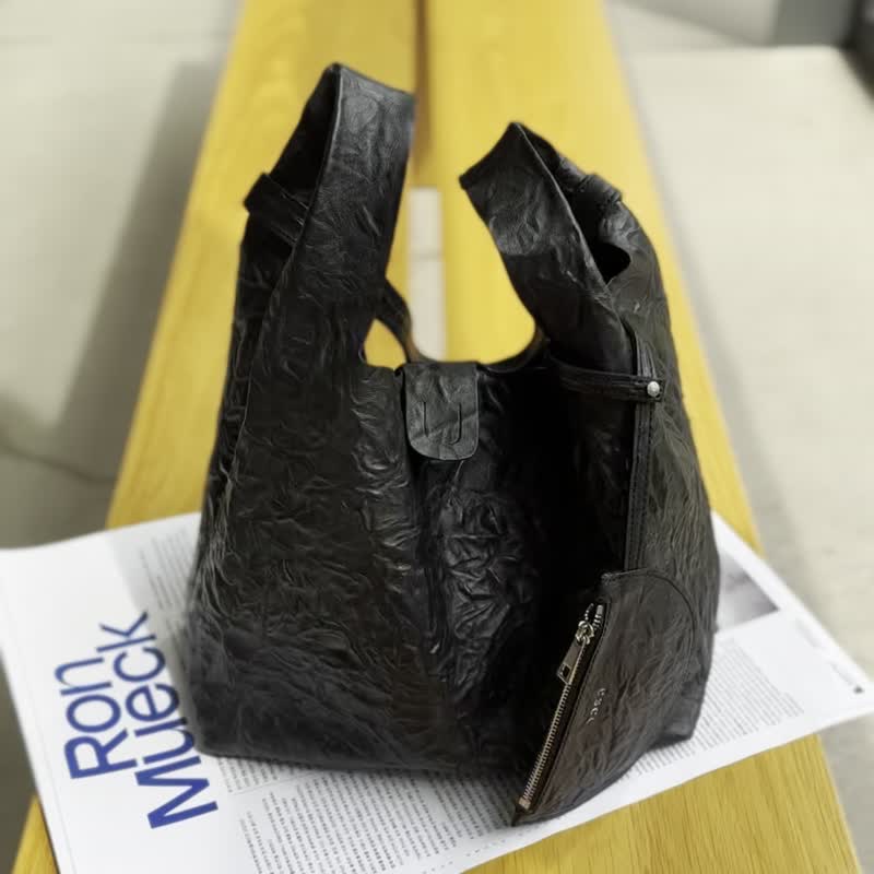 日用包 M 黑色 真皮 托特包 单肩包 - 手提包/手提袋 - 真皮 黑色