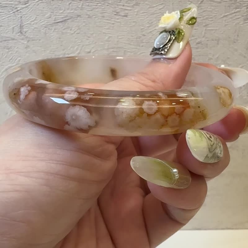 樱花玛瑙手镯 玛瑙手镯稀有小红爆米星星花正镯套镯57-58可戴 - 手链/手环 - 玉石 