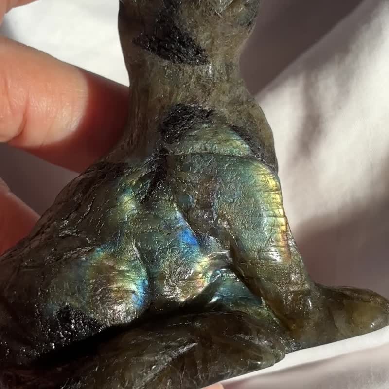 拉长石 罕有天然 海狮 强光 蓝色金色红色 全面光 手握 手把玩 - 摆饰 - 水晶 多色