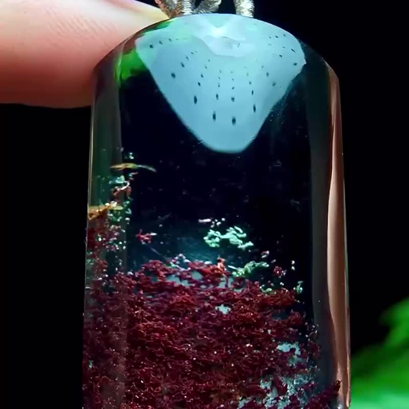 天然彩幽灵内雕发财树吊坠   幽灵招财辟邪彩幽灵具有提神醒脑 - 摆饰 - 水晶 
