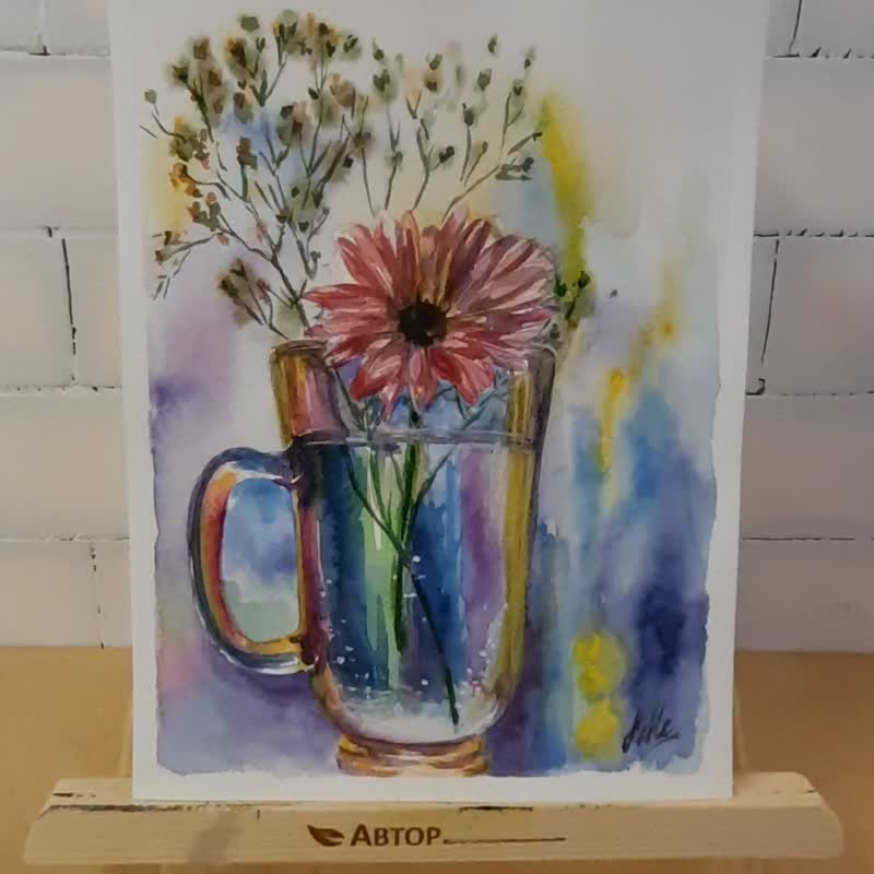 花卉画原创水彩画静物非洲菊雏菊画 - 海报/装饰画/版画 - 纸 多色