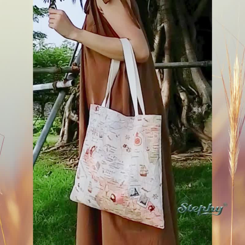 世界地图TOTE BAG | 爱旅行者托特包 - 手提包/手提袋 - 其他人造纤维 