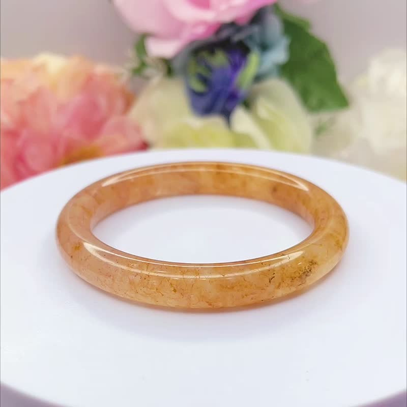 NO.51高冰老料草莓酱料佘太翠玉镯 55MM圈口 细圆条 细圆镯 手镯 - 手链/手环 - 玉石 橘色