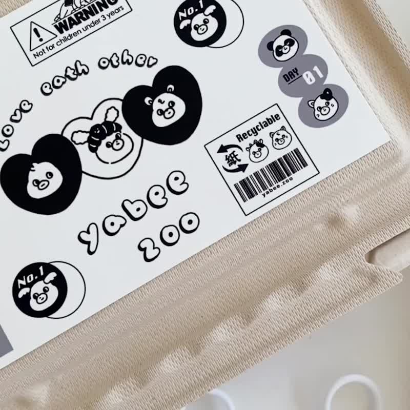 开心动物园 - 贴纸大福袋 30 包贴纸入/手帐贴纸/9 折优惠套组 - 贴纸 - 纸 黑色
