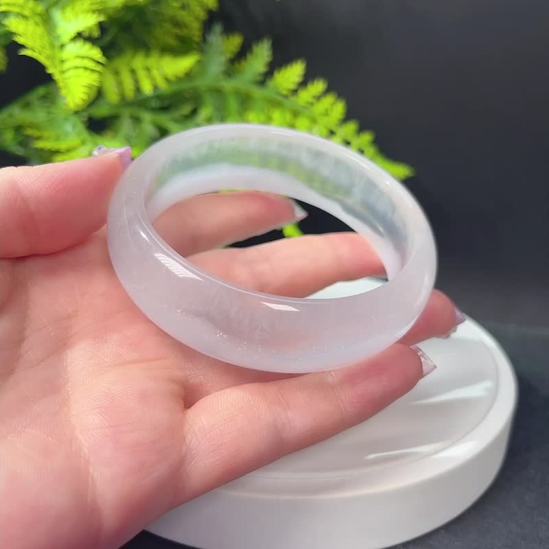 独特玻璃体浅紫色萤石手镯64MM 冰透聚宝盆水晶手环 增强亲和力 - 手链/手环 - 水晶 紫色