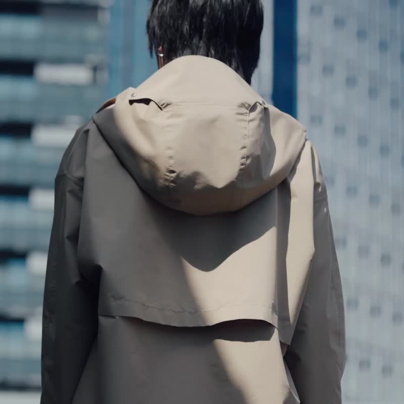 【打字机】凉感防晒 –连帽外套 - 男装外套 - 棉 卡其色
