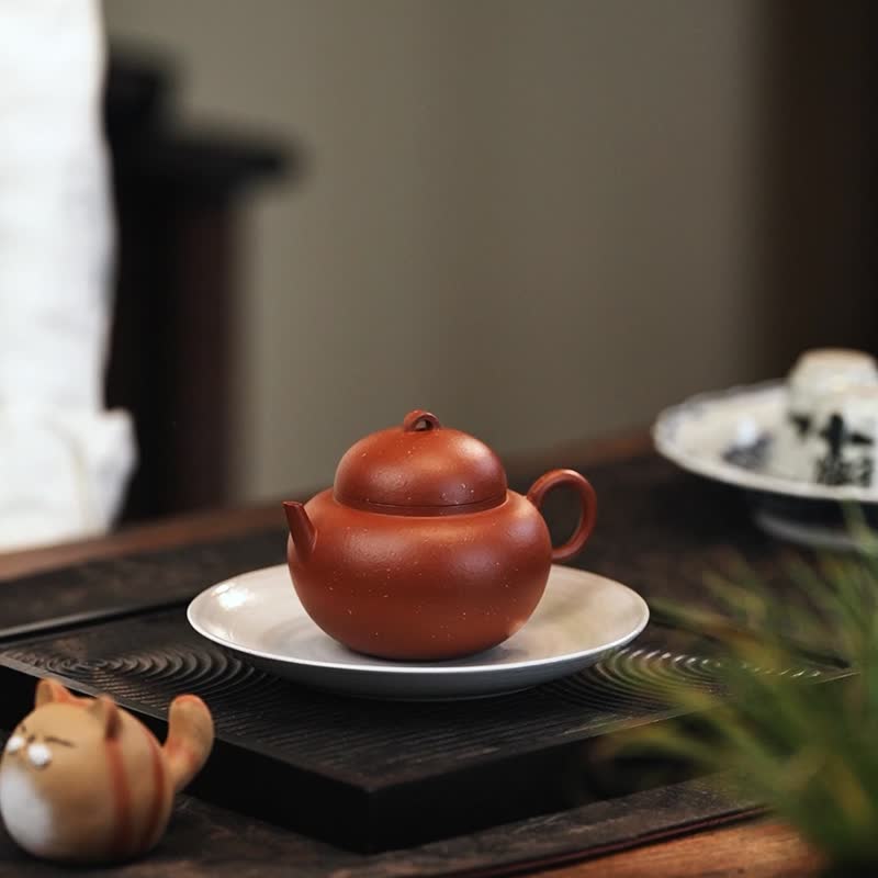梨系列朱泥清梨 极简个性宜兴原矿家用功夫泡茶壶紫砂壶180cc - 茶具/茶杯 - 陶 红色