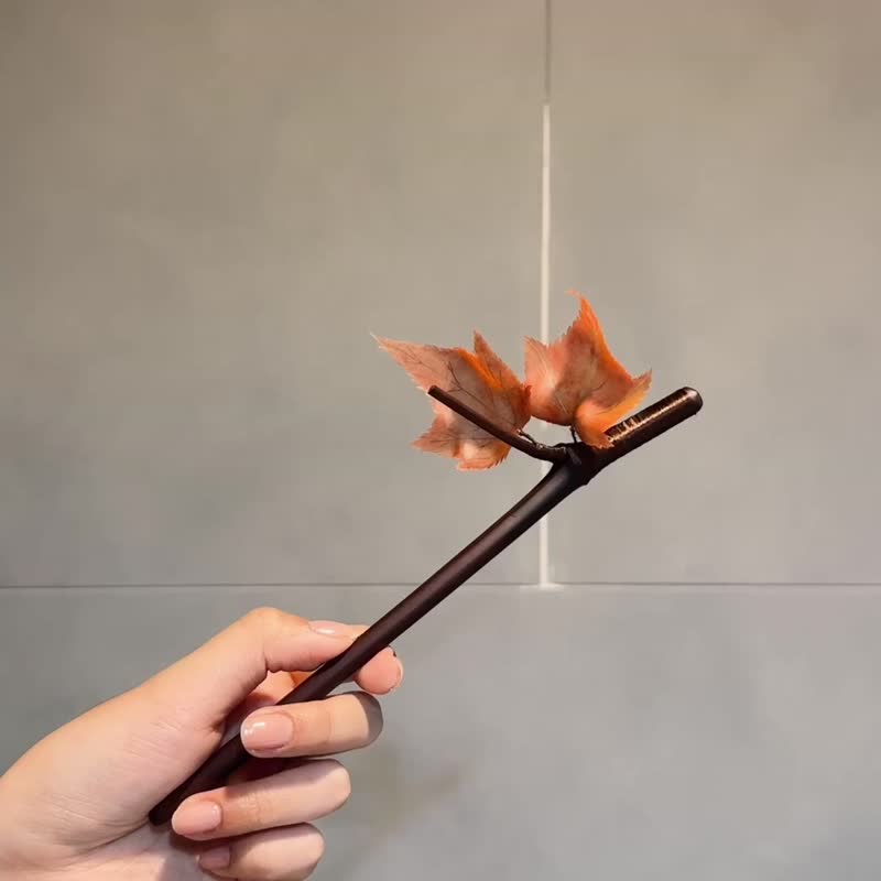 【台湾特有种】台湾红榨槭 | 红枫 | 发簪 | 半热缩 - 发饰 - 塑料 橘色