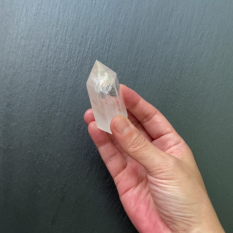 天然雪景彩虹带彩白水晶能量柱  消磁净化 净化气场 防小人 - 摆饰 - 水晶 多色