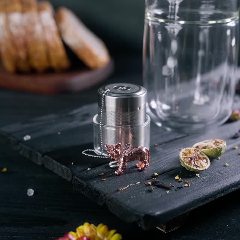 01LIV 不锈钢滤茶器 CHICHI滤茶筒 猫咪玫瑰金泡茶器动物可爱礼物 - 茶具/茶杯 - 不锈钢 金色