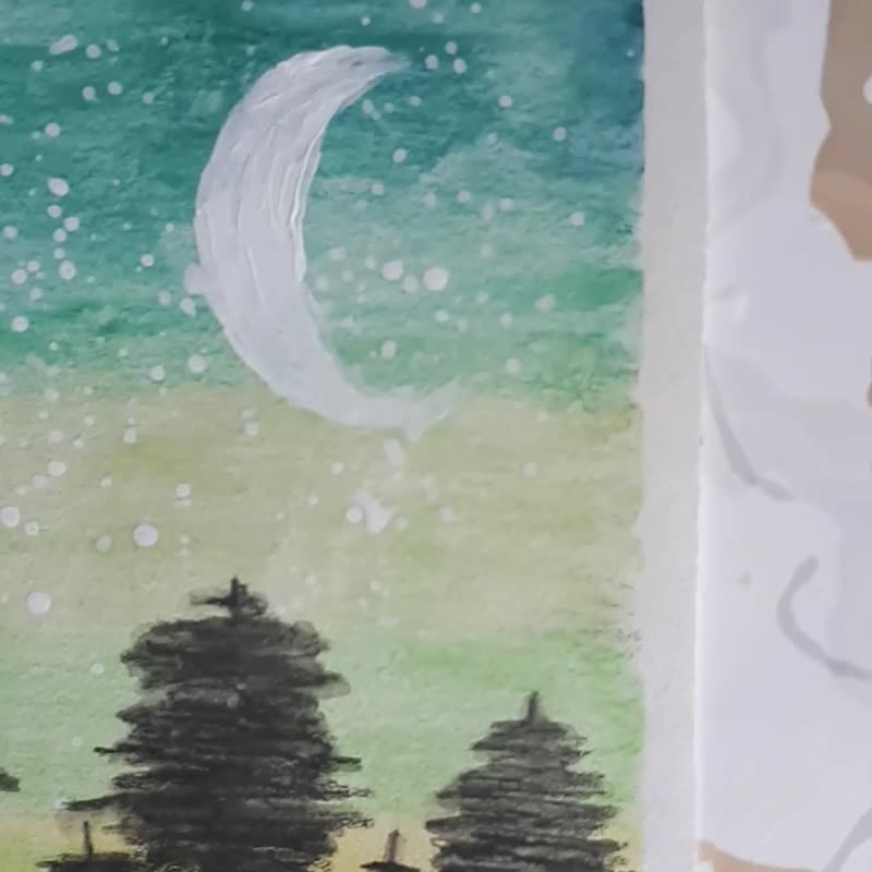 银河水彩山水画，水彩纸原创作品 - 墙贴/壁贴 - 纸 多色