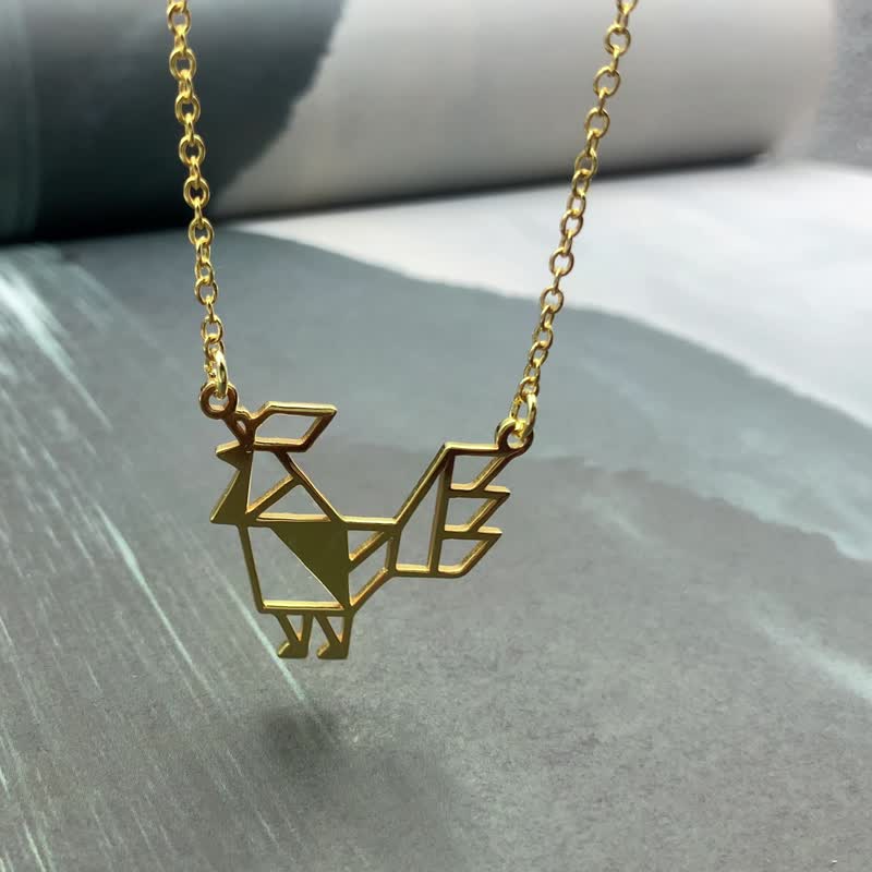 几何小鸡项链，镀金 - 项链 - 铜/黄铜 金色