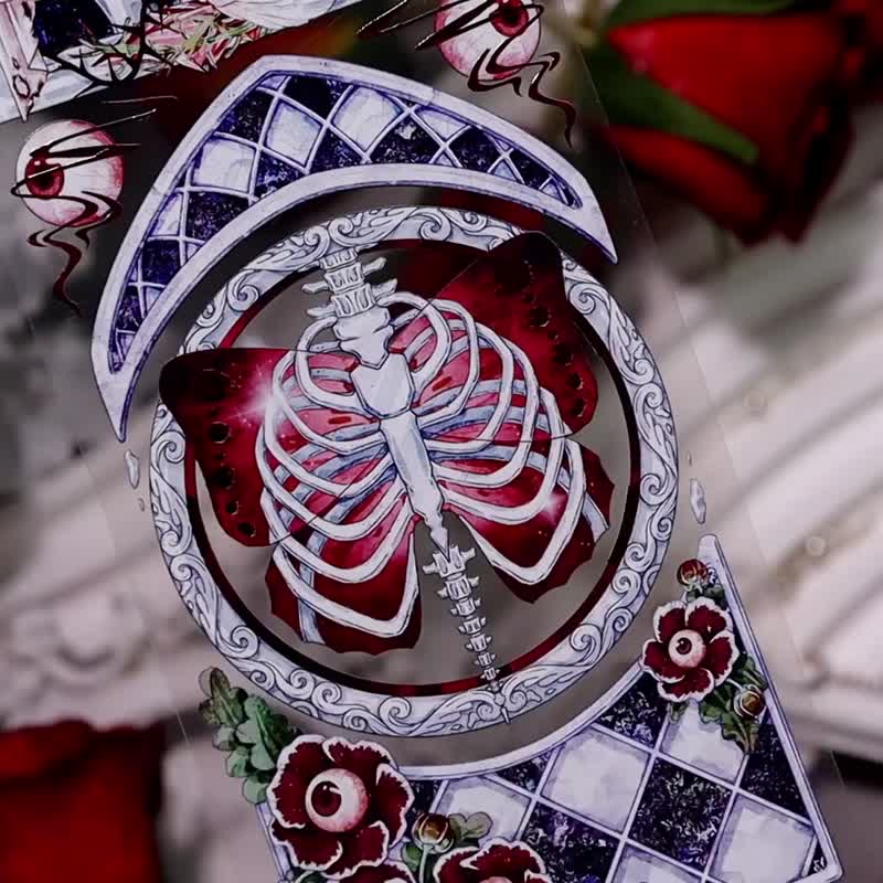 OKMT新七天原创社团咕卡贴纸PET手帐手账胶带哥特暗黑风 暗黑哥特 - 纸胶带 - 塑料 红色