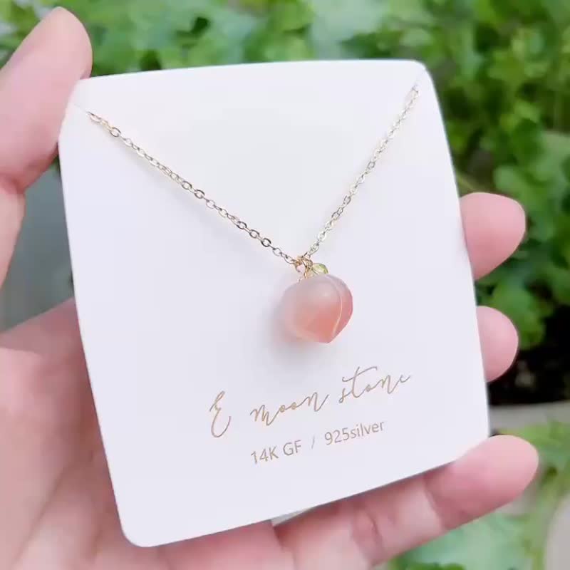 温润色泽 / 平衡首选 /  果汁系水蜜桃玛瑙石 胖嘟嘟项链 14K - 项链 - 水晶 粉红色