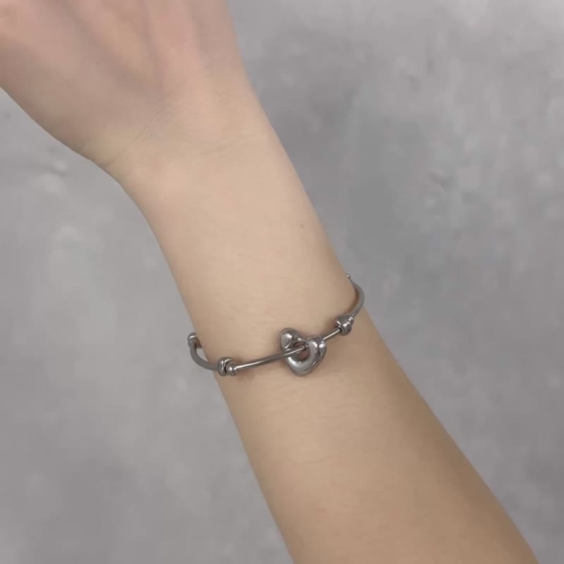 304不锈钢 银月蓝心 胎毛手链 - 婴儿饰品 - 银 