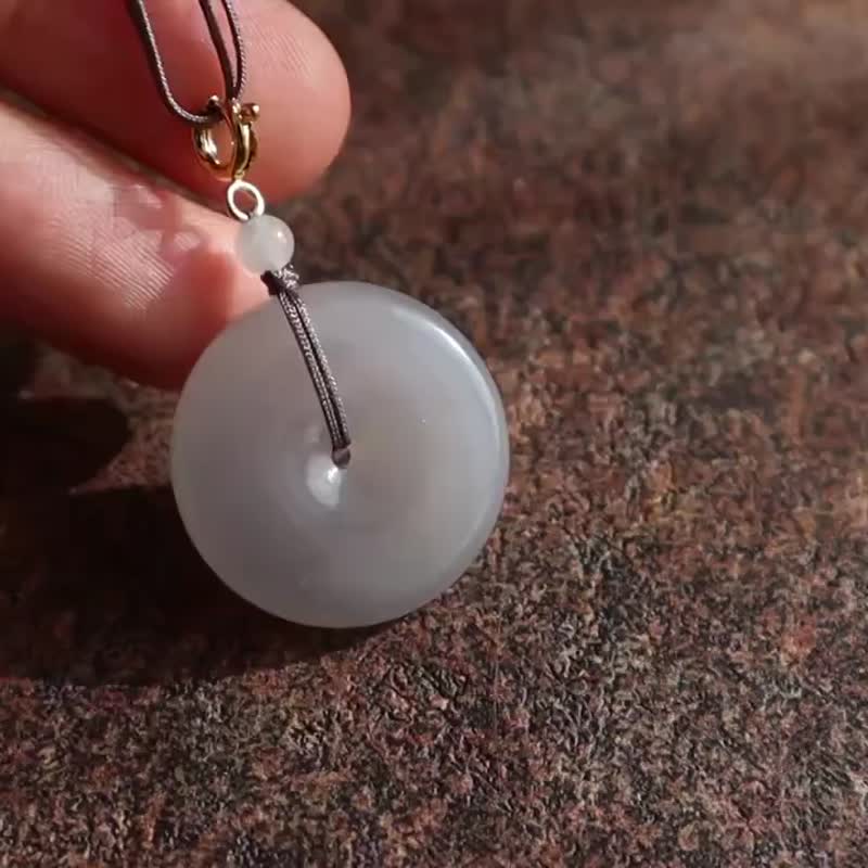 天然和田平安扣吊坠 冰底烟紫料冰润十足脂份好玉质细腻新年礼物 - 项链 - 玉石 