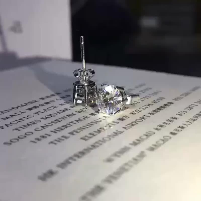 莫桑石 莫桑钻 60分-1克拉单钻耳环 台北门市 客制化订制白金 - 耳环/耳夹 - 其他材质 