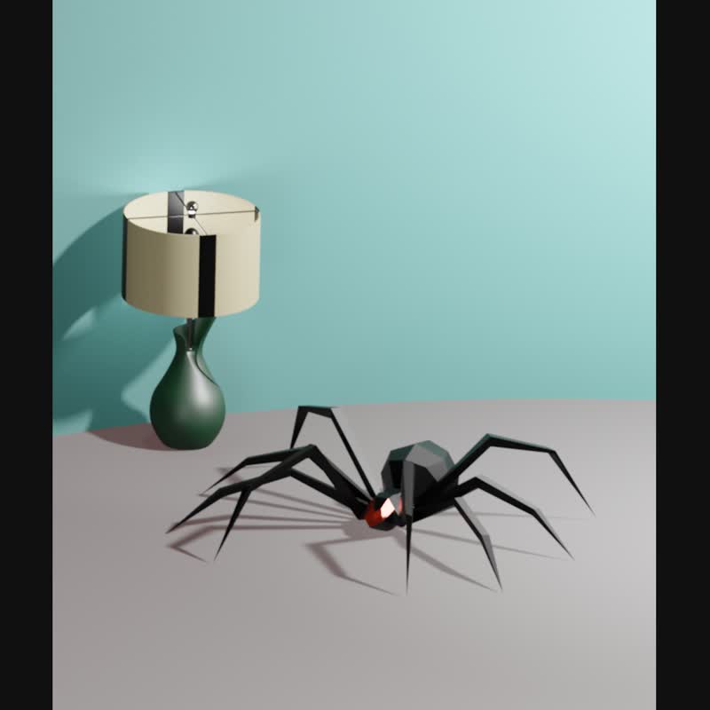 Spider in LowPoly style. Ideal for decoration. Origami - 图文模板设计 - 其他材质 