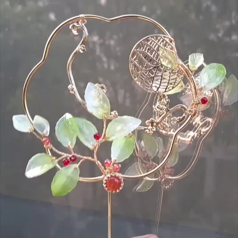 中秋礼品~【月影扶疏】~镂空团扇 - 扇子 - 其他金属 金色