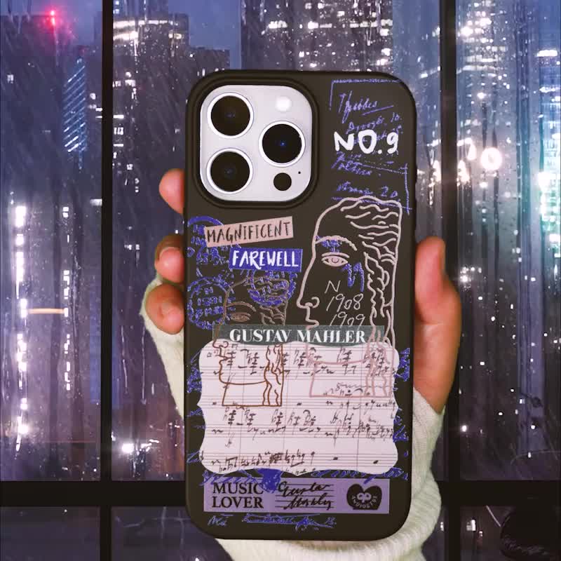 马勒 | 琴谱 | 古典音乐 | 环保磁吸手机壳 | 音乐礼品 - 手机壳/手机套 - 环保材料 黑色