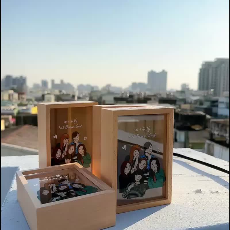 透明款许愿存钱筒免费刻字 木质定制化存钱筒 圣诞节交换礼物 - 储蓄罐 - 压克力 咖啡色
