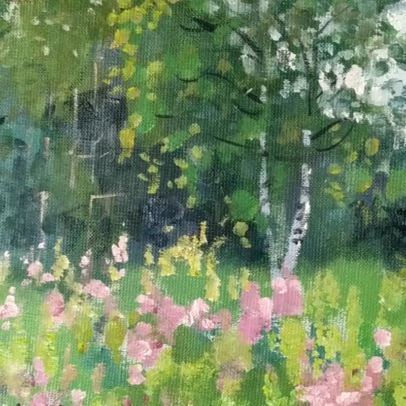 与自然绘画 Nature Painting Landscape 油畫原作 Fireweed Summer Artwork Impressionism - 海报/装饰画/版画 - 其他材质 多色