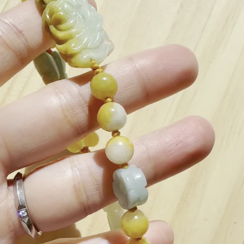 手工玉镯 - 金枫牡丹 - 手链/手环 - 玉石 橘色