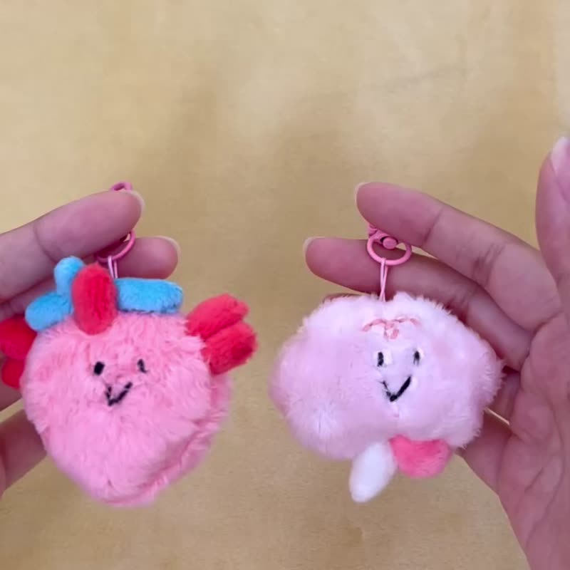 心脏大脑对对锁钥匙圈 (附磁铁) - 钥匙链/钥匙包 - 其他人造纤维 红色