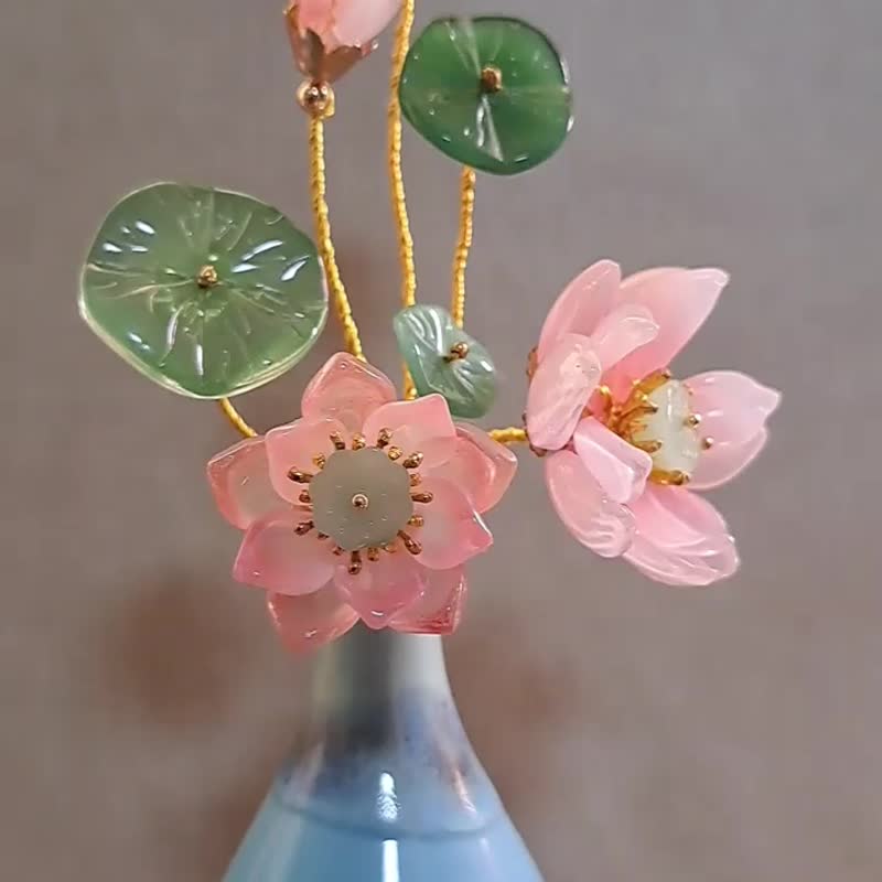 【宝石琉璃花-夏荷】中国风彩釉瓷瓶 ∕ 摆饰 ∕ 装饰小物 - 摆饰 - 玻璃 粉红色
