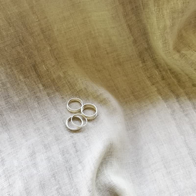 Handmade set of stackable silver rings with different textures (R0021) - 戒指 - 银 银色