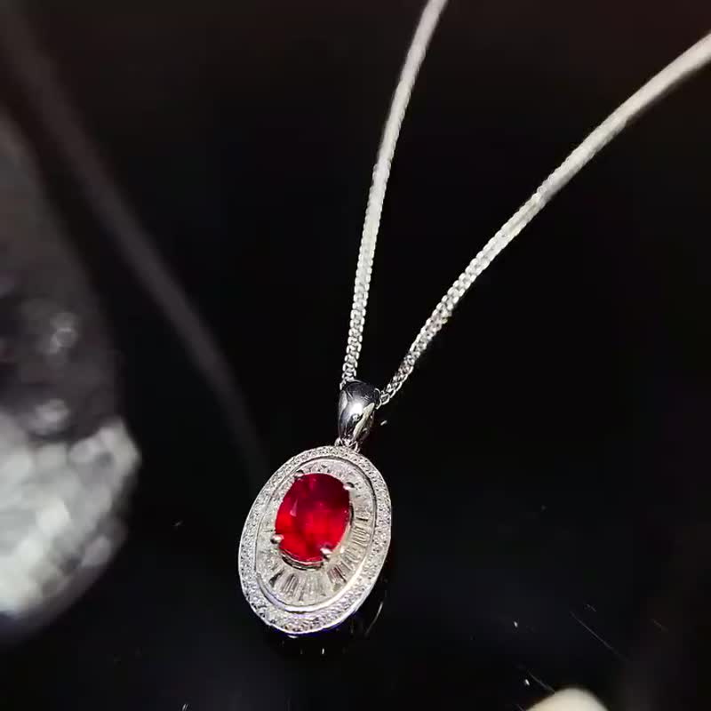 无烧红宝石吊坠  1.2克拉 - 项链 - 宝石 