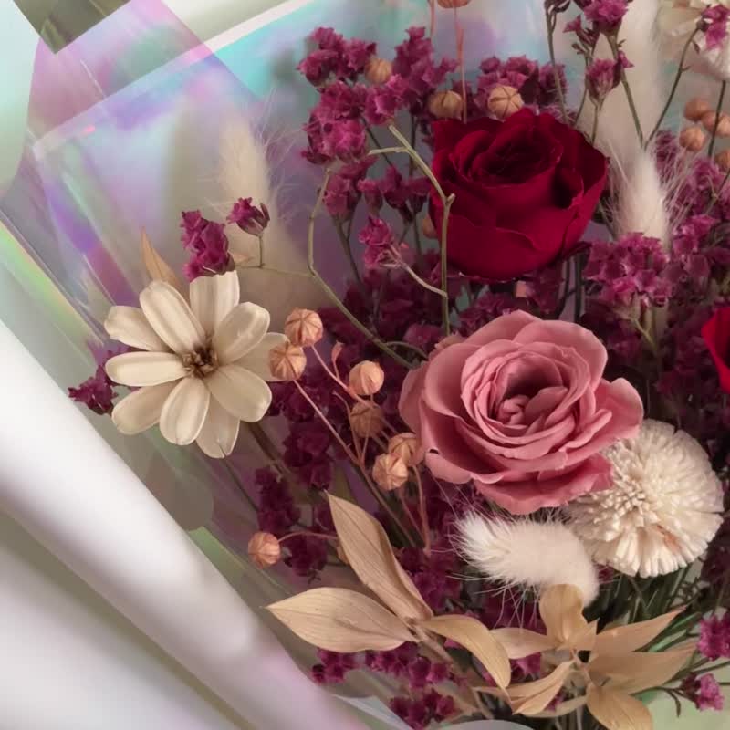 【心语三重奏 花束】母亲节 情人节 永生干燥 花礼 花束 - 干燥花/捧花 - 植物．花 多色