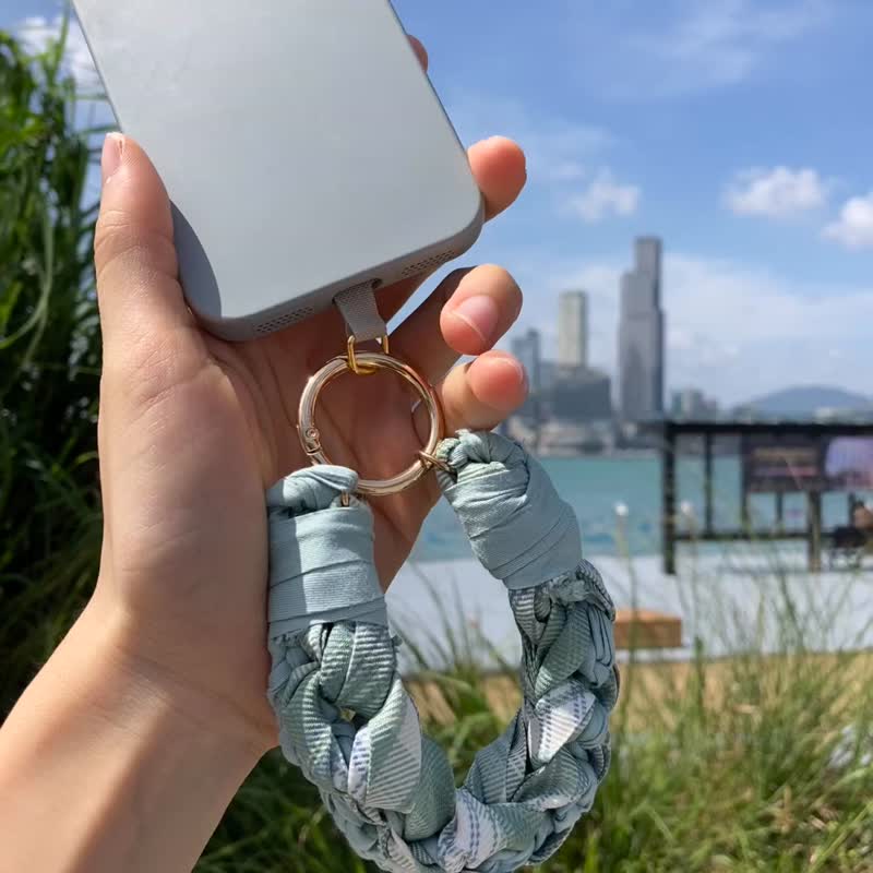 灰绿色 jk 格纹 编织 3way 手机挂绳 头饰 匙扣 手腕花 手工 - 手机配件 - 其他人造纤维 绿色