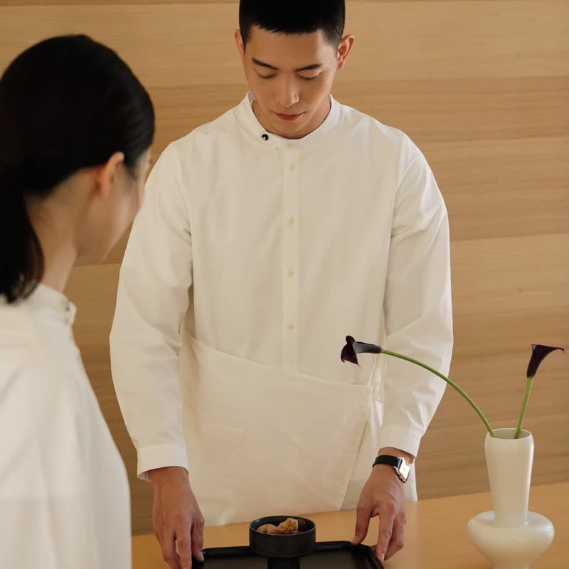 鹿造LUZAO 围裹系带长衬衫 一衣多穿 男女同款 - 男装衬衫 - 棉 