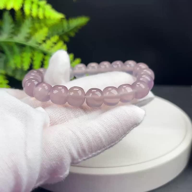 精品紫色玛瑙手串高冰透老型珠手錬女叠戴提升贵人运势机遇顺遂 - 手链/手环 - 半宝石 紫色