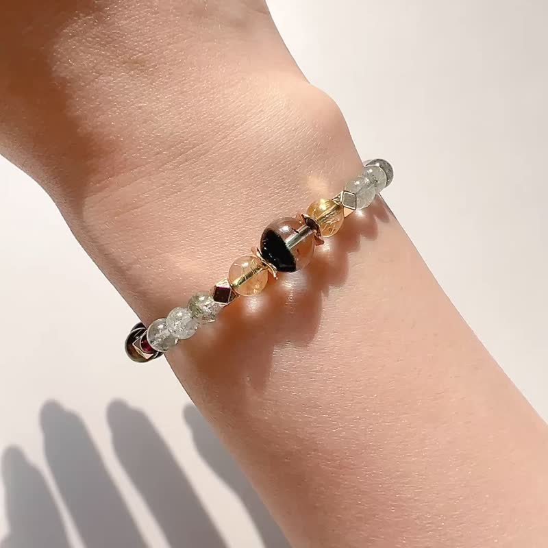 星座 金牛座 钛幽星链 绿幽灵 蓝虎眼石 钛晶 红石榴 水晶手链 - 手链/手环 - 水晶 多色