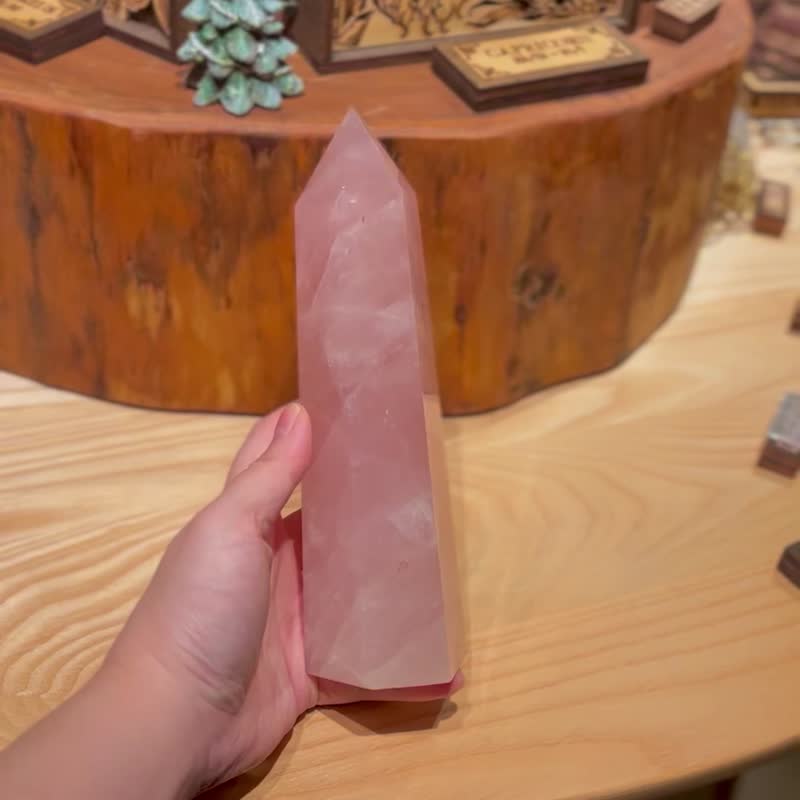 20cm 粉晶柱 开心 喜悦 关系 疗愈 家居 摆设 装饰 水晶 - 摆饰 - 水晶 粉红色