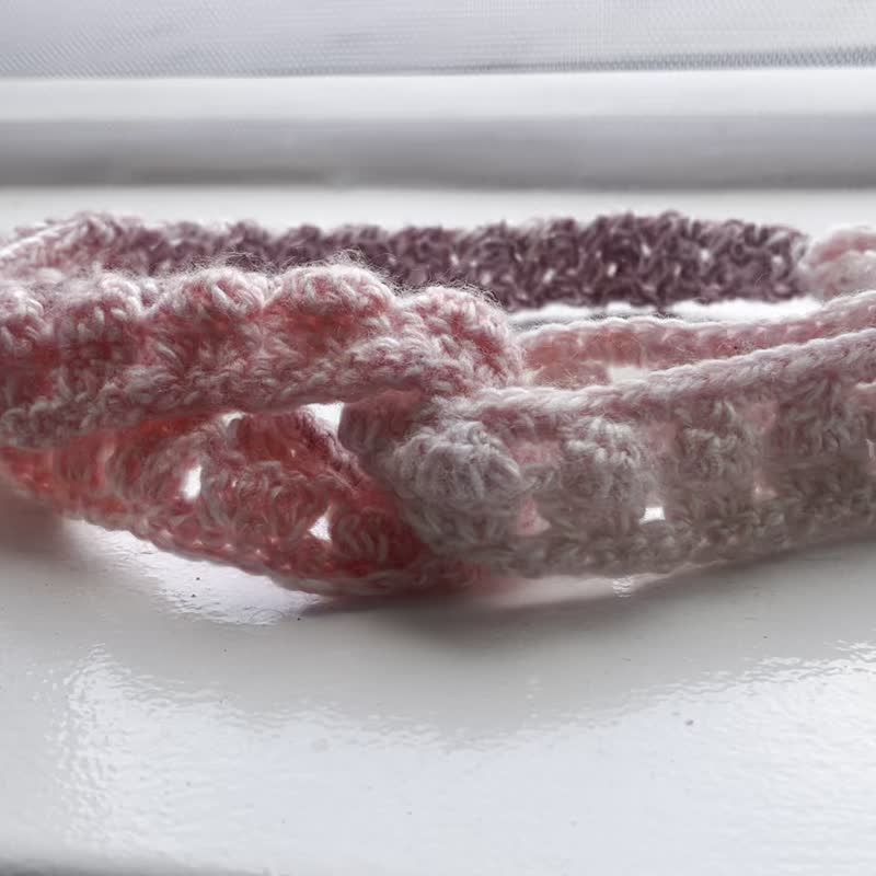 不再松掉 | 针织樱花粉红弹性发带 - 发饰 - 棉．麻 粉红色