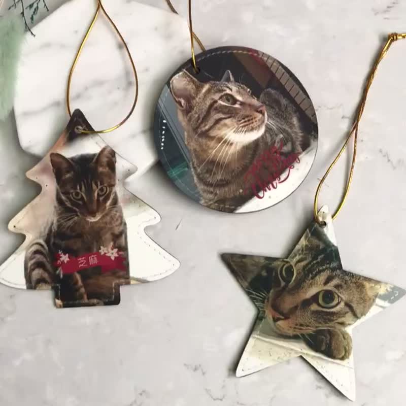 \圣诞定制礼物/ 皮革 圣诞吊饰/挂饰 3个一组 - 吊饰 - 人造皮革 多色