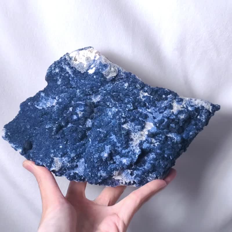 稀有蒙古蓝萤石 原矿 智慧 招财 成功 收藏 风水 摆件 单品 礼物 - 摆饰 - 宝石 蓝色