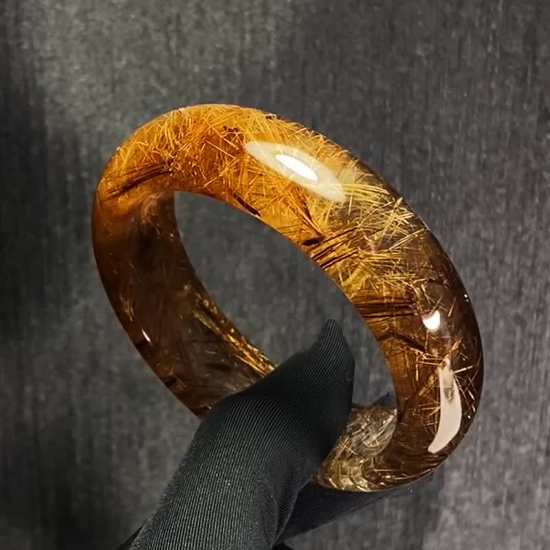 天然铜发晶手镯 招财进宝 助事业 旺学业 毕业级发晶手镯 57mm - 手链/手环 - 水晶 