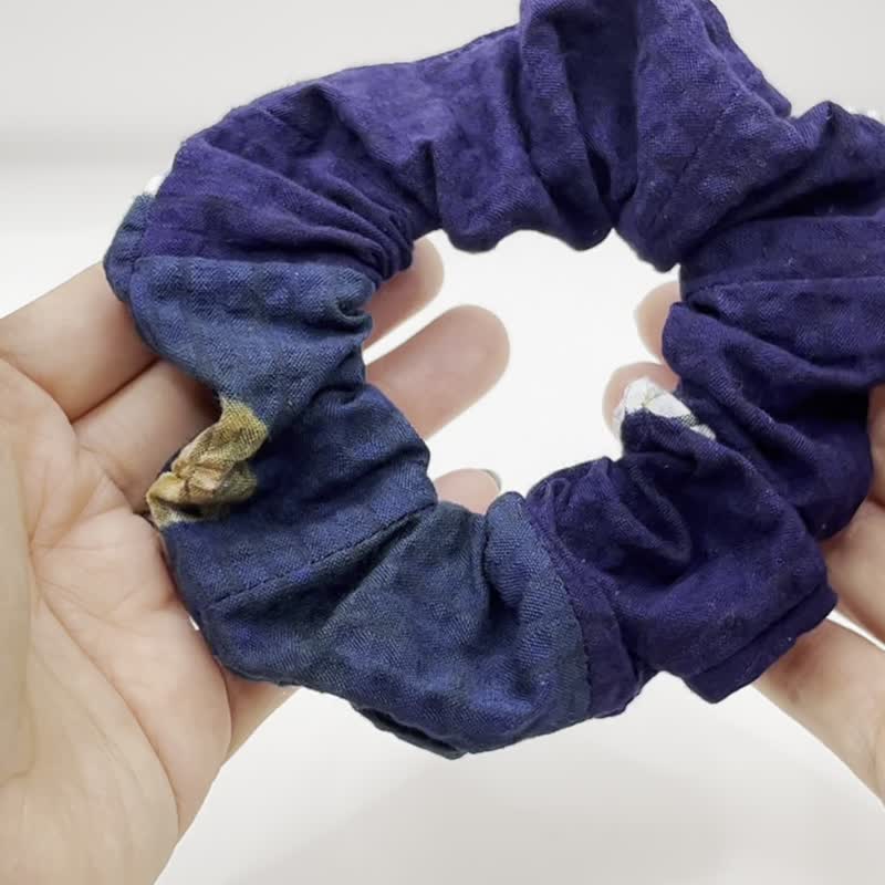 升级再造有松绞染发圈 深蓝绿色 日本手工制作 - 发饰 - 棉．麻 多色