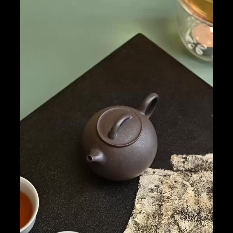 圆瓢 柴烧/天青泥 宜兴原矿小品壶慢生活 泡茶壶紫砂壶茶具120cc - 茶具/茶杯 - 陶 