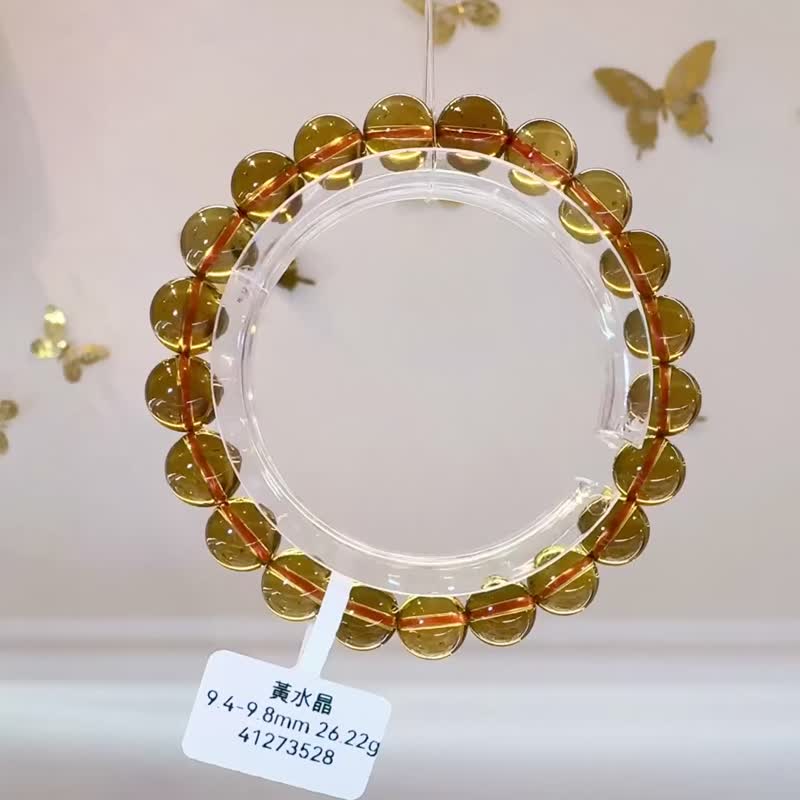 极品浓色威士忌黄水晶9.4-9.8mm26.22g招财事业财源滚滚非改色 - 手链/手环 - 水晶 黄色