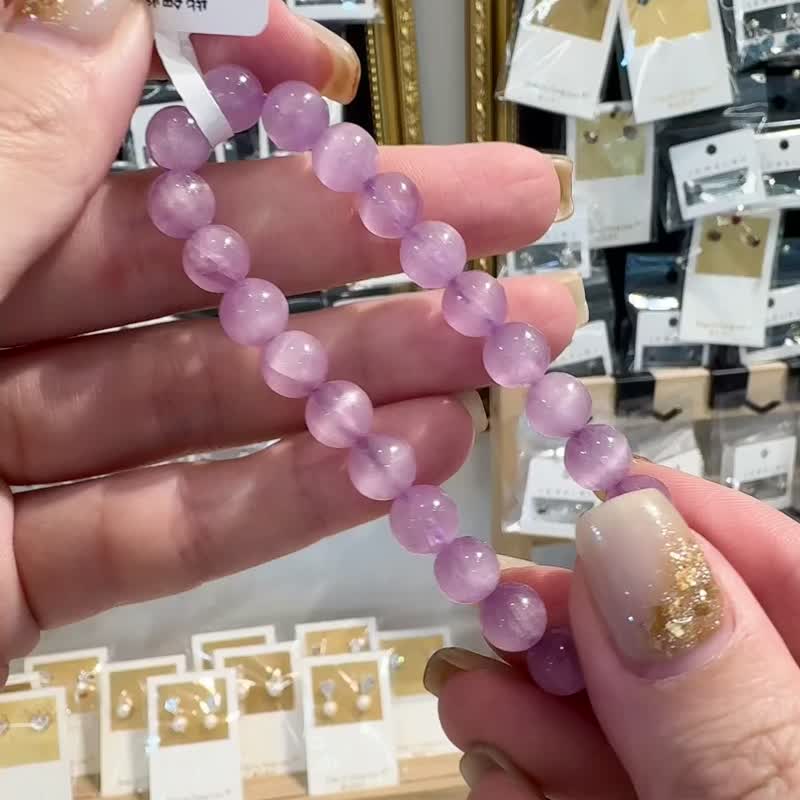 精品级透亮猫眼仙女色浓色紫锂辉7.5mm17.81g手珠改善睡眠缓解压 - 手链/手环 - 水晶 紫色